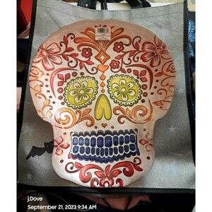 NWT Sugar Skull Calavera Turkish GLASS Plate Serving Platter 12"X10"